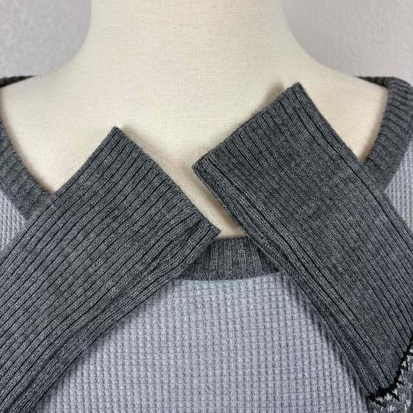 We the Free by FP Thermal Waffle Knit Top "FREEDOM" Size S Gray Grunge Knit - Picture 5 of 17